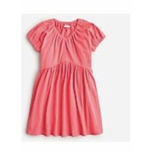 New J Crew Crewcuts Girls V-neck puff-sleeve dress broken-in jersey Pink 10